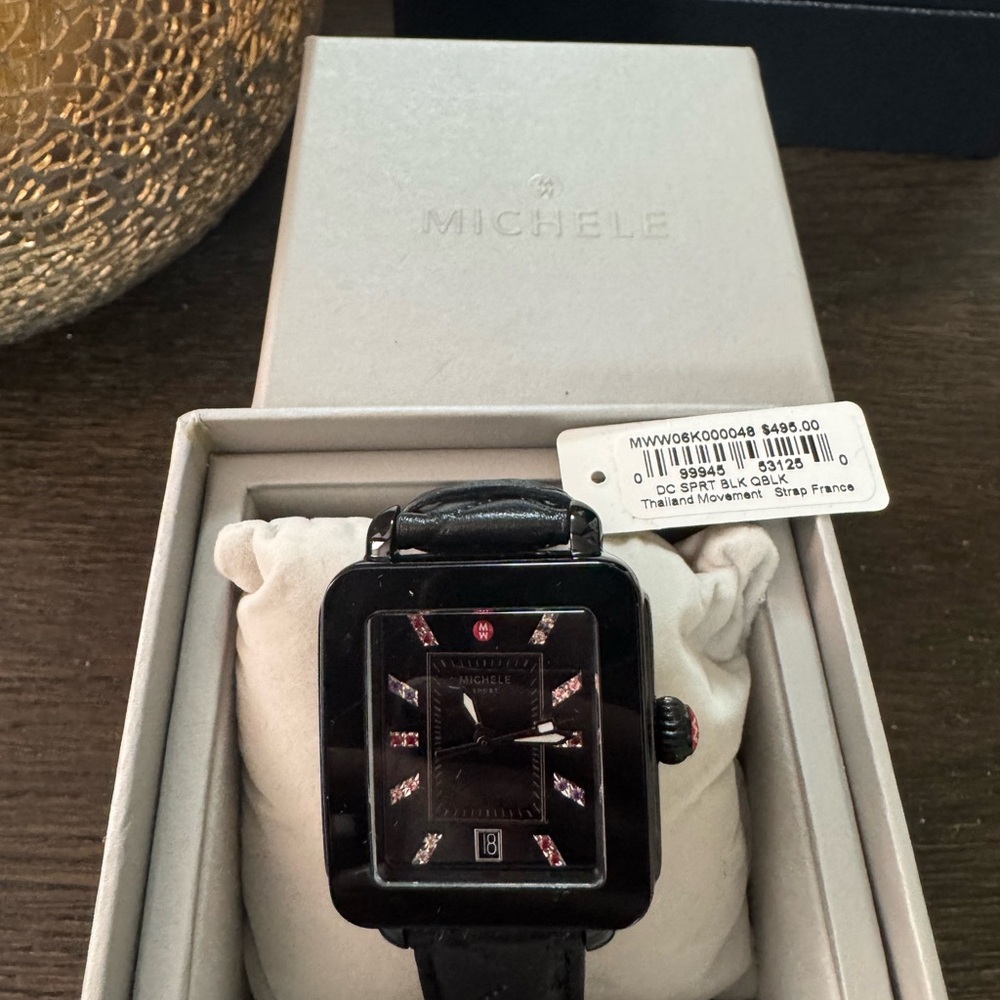Michele Black Quilted Deco Sport Watch